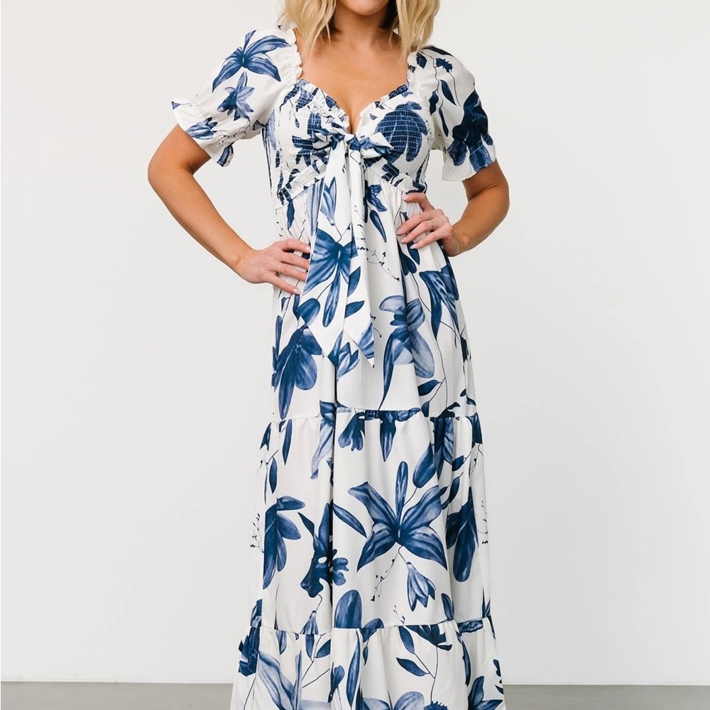 Baltic Born Blue Floral Maxi Dress NWOT